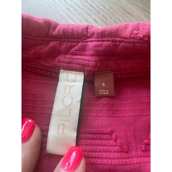 Women’s Pink Anthropologie PILCRO Long Sleeve Button Front Blouse Small Tie Back - Picture 8 of 8